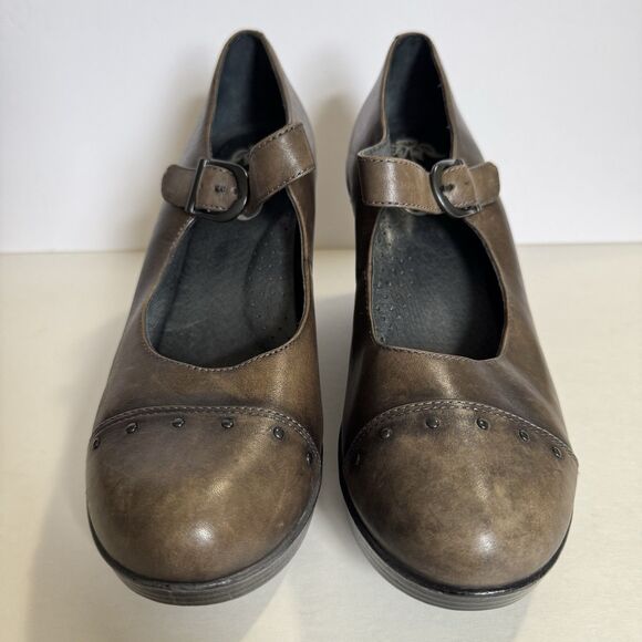 Dansko Fanny Mary Jane Brown Leather Studded Wedge Heels EUR 40 9.5-10 - Picture 12 of 13